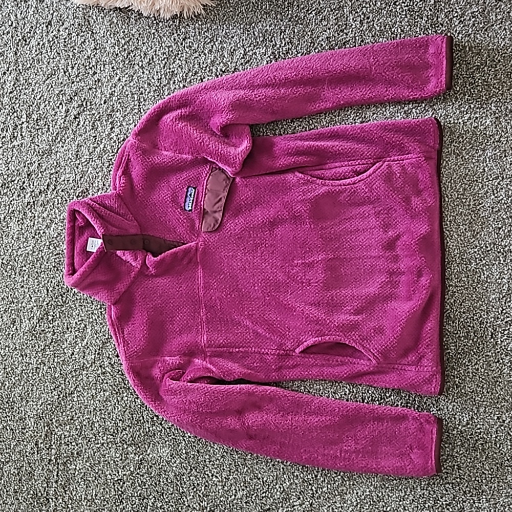 Patagonia Women's Re-Tool Snap-T Pullover Magenta X-Dye Fleece Jacket Pink sz M